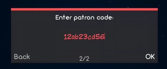 Patron Code input